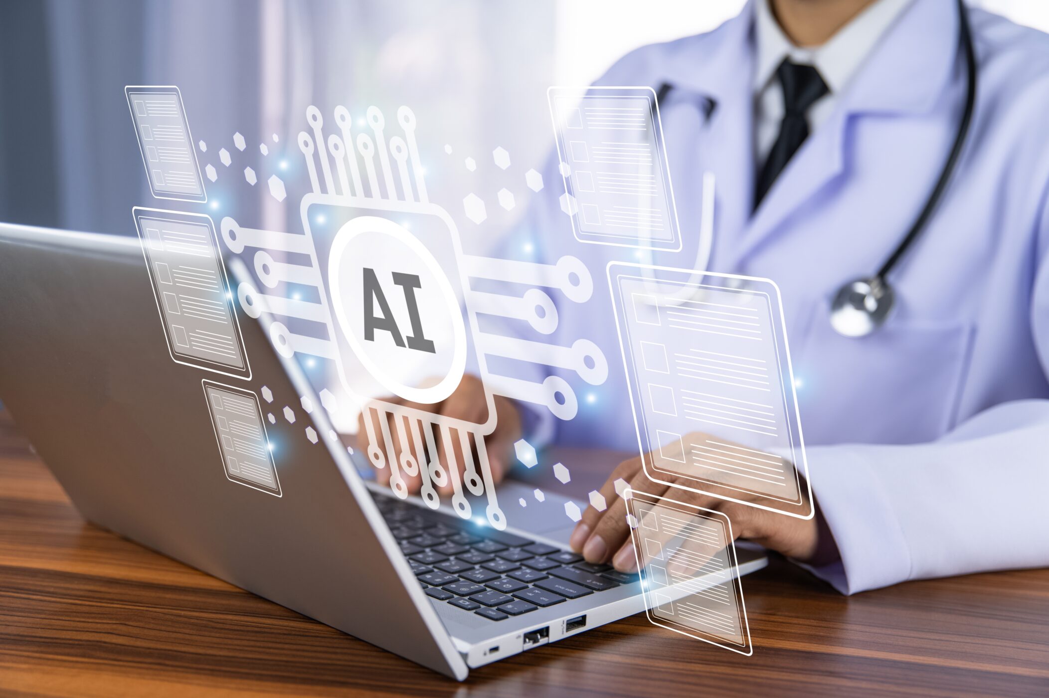 Doctor,Using,Technology,Ai,Artificial,Intelligence,For,Document,Management,System